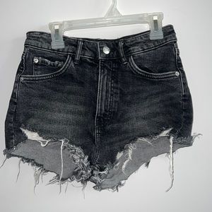 Zara Black High Rise Denim Shorts